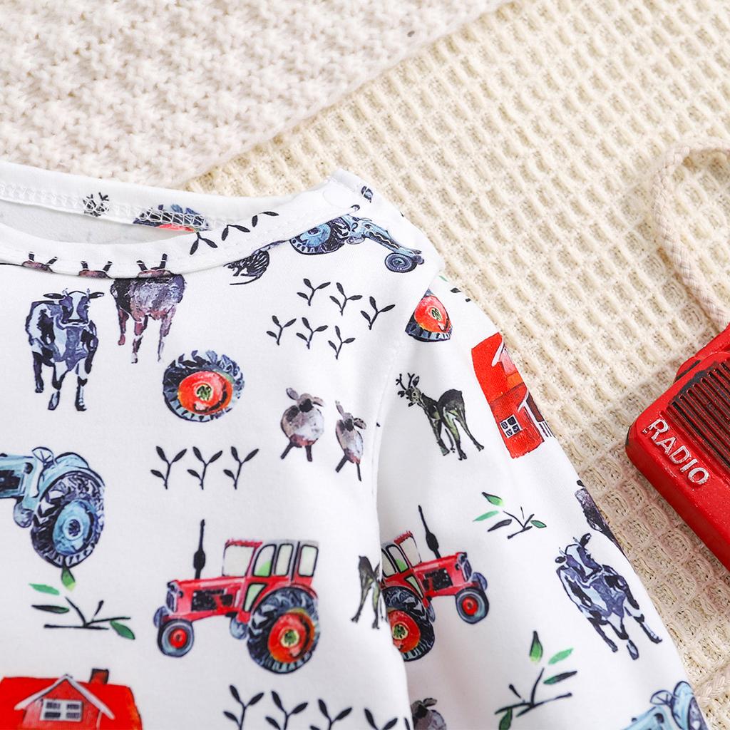 Комбинезон для новорожденного мальчика с длинными рукавами и принтом коровы