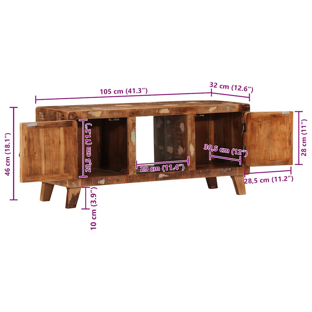 TV Stand 105 x 46 x 32 cm Solid Reclaimed Wood Vintage Brown