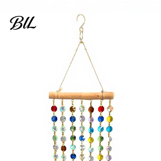 Indoor Window Hanging Ornament Crystal Suncatchers, Crystals Suncatcher, Colorful Glass Beads Chain Outdoor Garden Wind Chimes for Porch Home