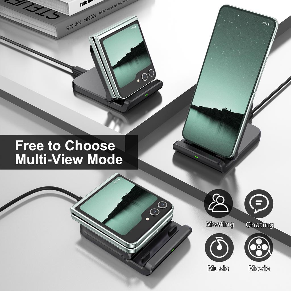 Беспроводное зарядное устройство SwanScout 501S для Samsung Z Flip 6 5 4 3 Складная подставка для быстрой зарядки Galaxy S23 для Moto Razr 40 50 Ultra