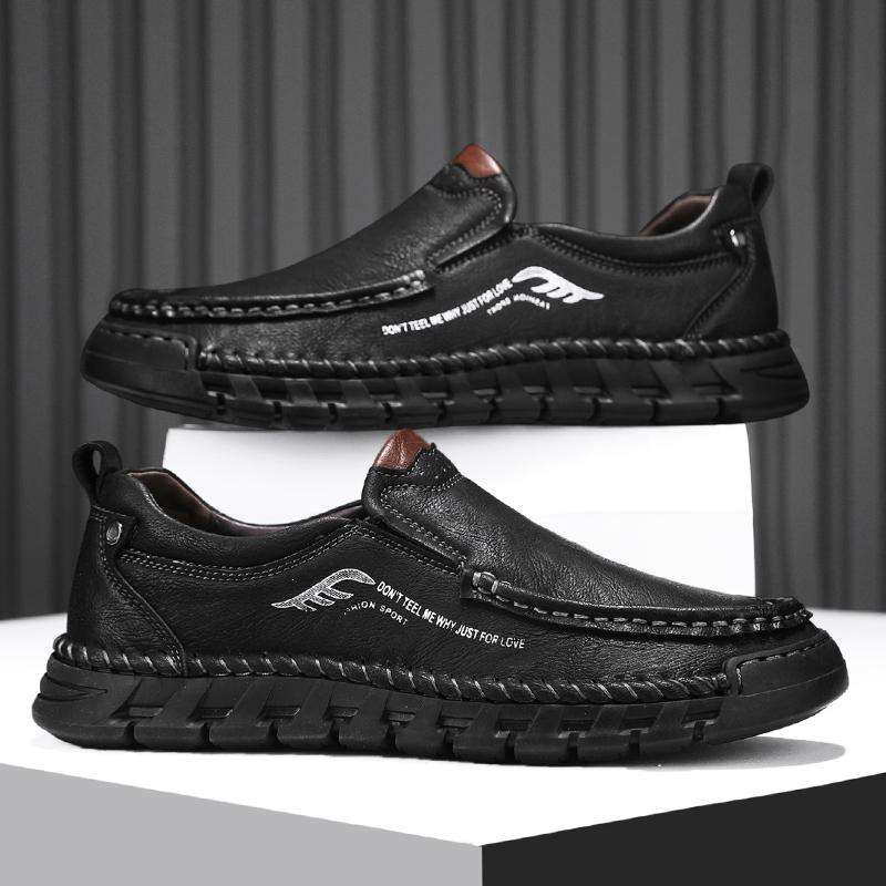 Genuine Leather Walking Shoes Fashion Comfortable Men's Casual Driving Shoes Handmade Male Slip On Flats New Breathable Loafers