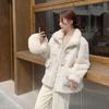 Autumn and Winter New Women's Cow Horn Button Fur Integrated Coat  Wind Resistant and Warm  Lamb Fur Thickened  Imitation Fur Sweet