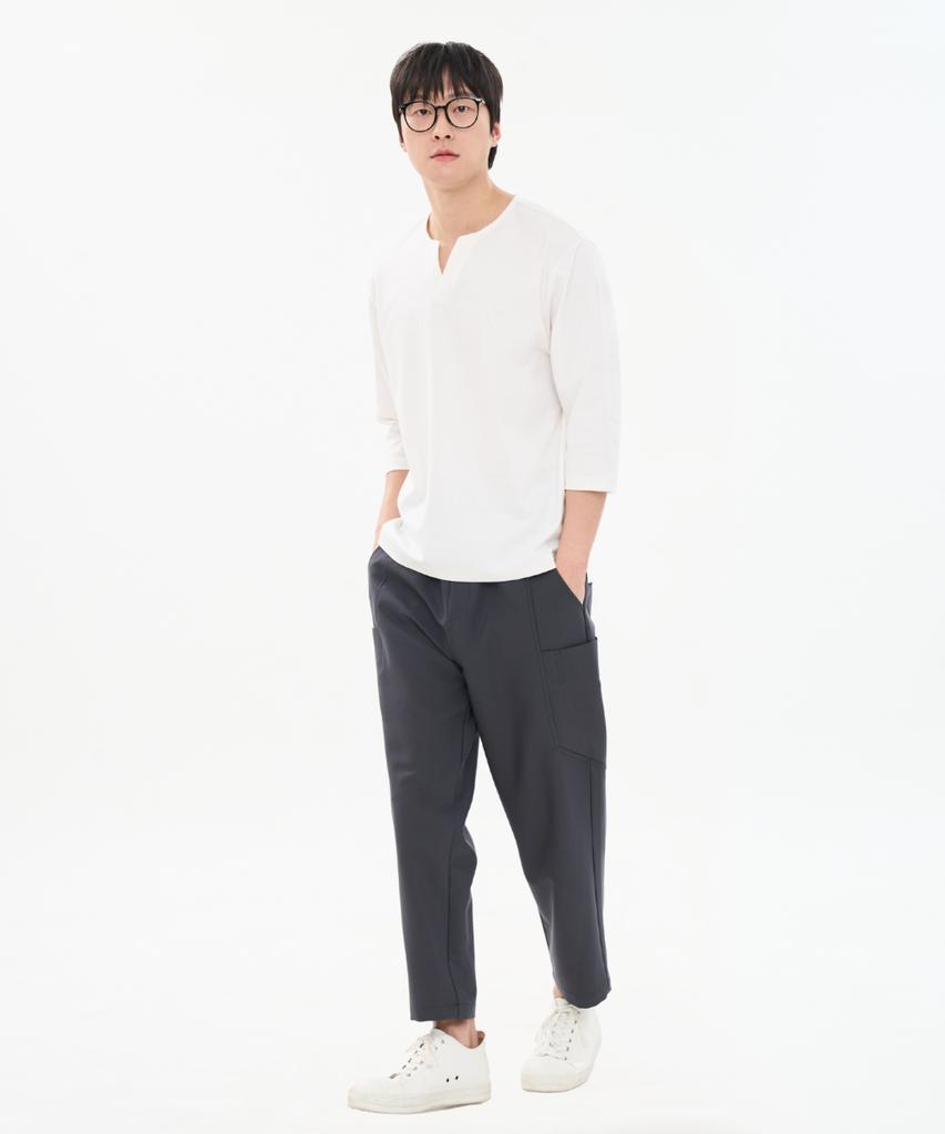 CUSTOMUS Men'S Modified Pocket Cut-Out Baggy Fit Full E-Elastic Waist Crotch Slacks Cxs26Swpt210 Gry
