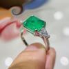 Sterling  Paraiba Emerald Tourmaline Gemstone Rings For Women Engagement Party Fashion Wedding Jewelry 9*9mm