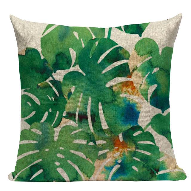 Tropical Plants Palm Tree Printed Decorative Throw Pillow Cushion Cover Case Green Leaf Leaves Cushion Case For Sofa Home
