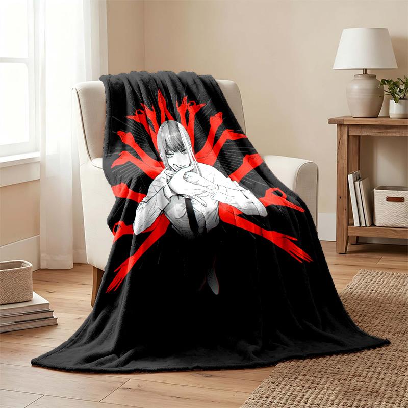 Chainsaw Man blanket Flannel Blanket Soft Cozy Plush Throw for Sofa Bed Lightweight Home Decor