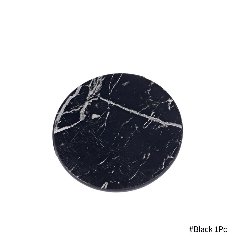 1/6PCS Artificial Leather Marble Coaster Drink Coffee Cup Mat Table Placemats Round Heat-resistant Tea Pad Table Pad Holder