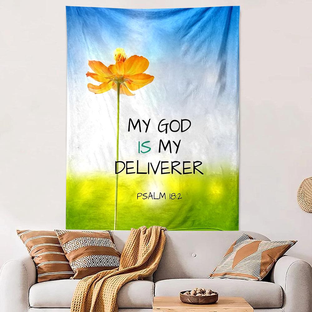 "My God Is My Deliverer" Art Patterned Tapestry Decorative Wall Hanging, Home Bedroom Living Room Decor