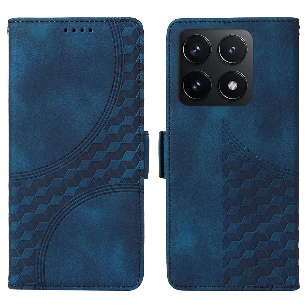 Чехол для Xiaomi 14T из ПУ кожи с ромбовидным звездным тиснением