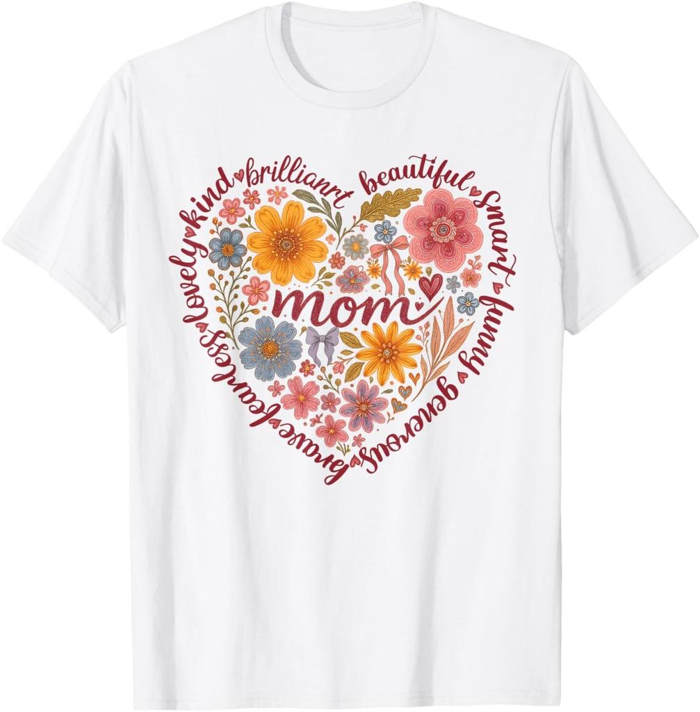 Flower For Mom Cute Floral Mama Design Happy Mother's Day T-Shirt Mens Womens Tees Top unisex T-Shirt Mens Womens Tees Top