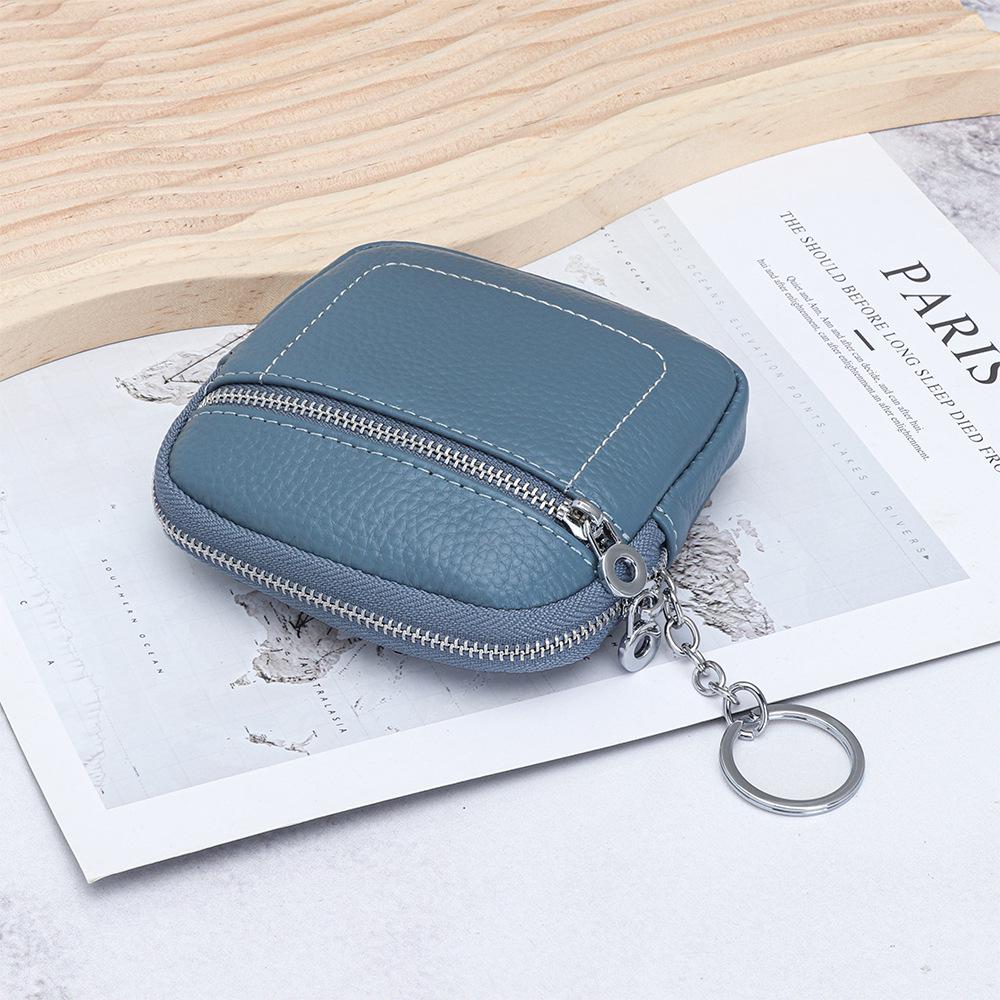 Женский мини-кошелек для монет из натуральной кожи на молнии - Компактное хранение водительского удостоверения, помады и наушников.