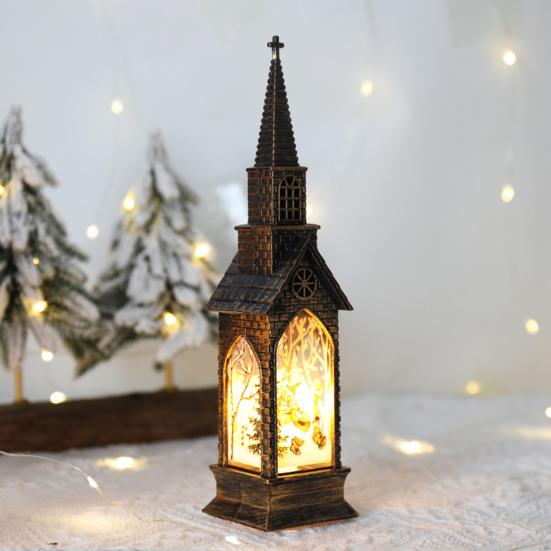 Christmas Glowing House Light Vintage Battery Operated Home Desktop Decoration Flameless Electronic Candle Lamp Night Light Party Supplies Gift