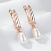 Простые серьги-подвески из синтетического жемчуга для женщин, модные золотые серьги с микро-инкрустацией из циркония, вечерние свадебные жемчужные украшения