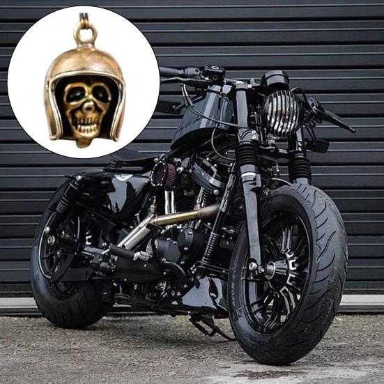 Подвесной кулон в виде черепа мотоцикла из латуни, устойчивый к ржавчине, высокая прочность, колокольчики на удачу