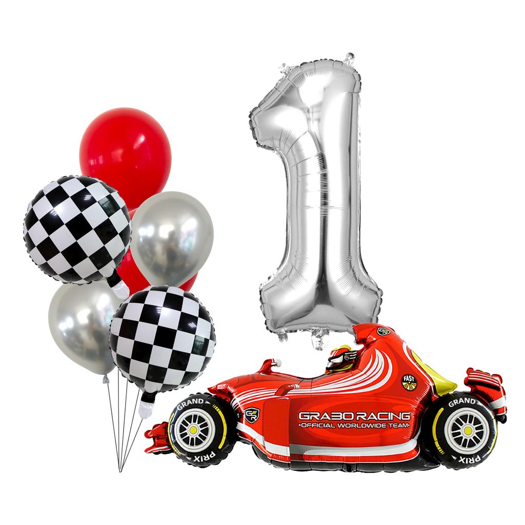 Racing Aluminum Film Balloon Set Silver Digital Boy Birthday Party Balloon Decoration Atmosphere Landscape