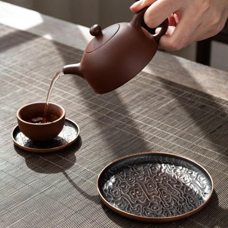 Ретро Сплав Круглый Квадратный Подставка Аксессуары для Чайного Набора Узор Счастливое Облако Подставка для Чашки Изоляционная Подкладка Коврик для Кофе Украшение Стола