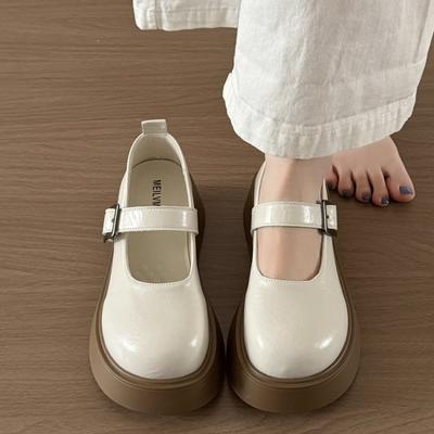 Туфли Мэри Джейн на толстой подошве и с большим носком, японские jk, маленькие кожаные туфли для женщин, новинка весны и лета 2025 года, туфли-маффины с юбкой