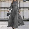 Women Casual Round Neck Nine Quarter Sleeve Loose Long Dress