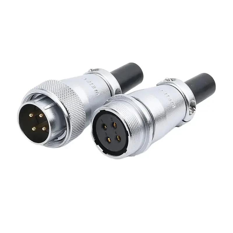 WEIPU WS24 TQ+ZQ WS24 Metal IP65 Waterproof Electrical Wire Cable Connector M24 2 3 4 9 10 12 19 Pin Industrial Outdoor Adapter
