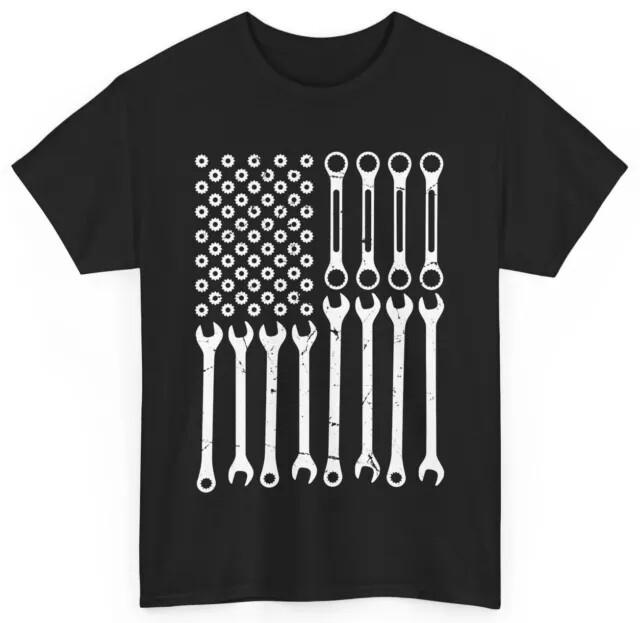 Mechanic American Flag Shirt Car Mechanic Lovers Tshirt Repairman Shirt Unisex T-Shirt