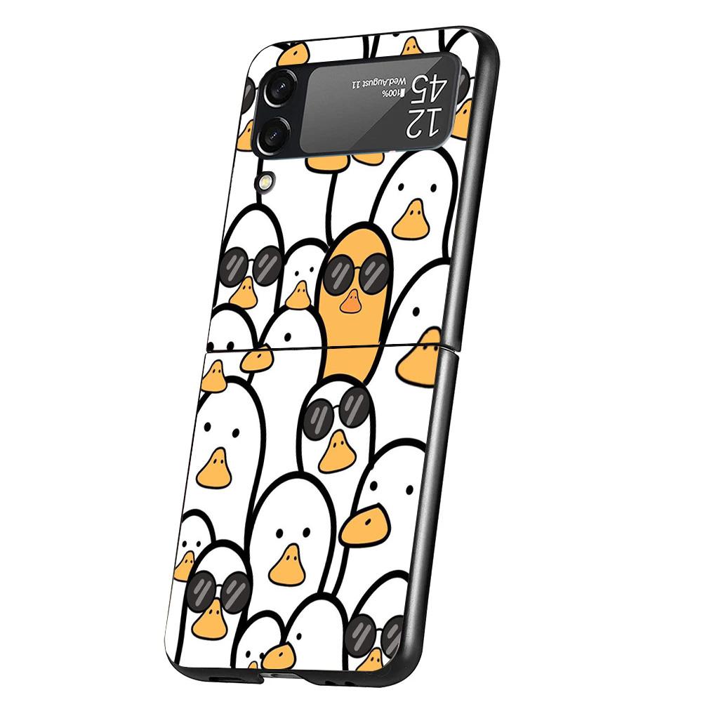 Cartoon Duck Goose Game Cover Phone Case For Samsung Galaxy Z Flip 7 6 5 4 3 5G Flip7 Flip6 Flip5 Flip4 Flip3 Black Fundas Shell