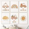 Радуга Облако Алфавит Цифра Пожарная Машина Машина Скорой Помощи Плакаты И Принты Холст Картины Настенные Картины Декор Детской Комнаты