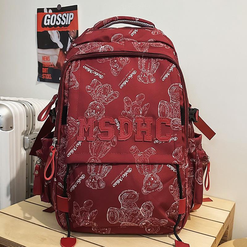 Primary School Girls Junior High School Students Burgundy Large Capacity Boys Backpack College Students Backpack