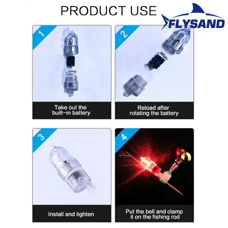FLYSAND Fishing Bell Light Bell Fish Bell Alarm Pisces Bell Clip Alarm Night Fishing LED Red Green Light Double Alarm Bells