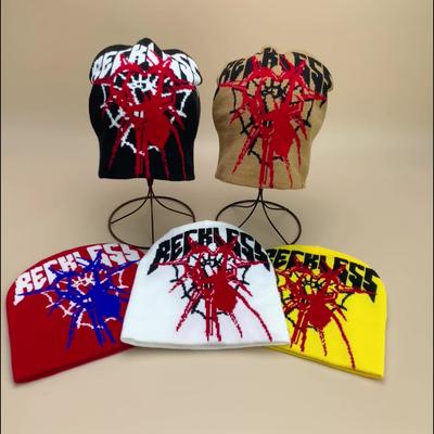 1 шт. Унисекс Шапка-бини с узором паутины, Y2K Ветрозащита для ушей, Уличный хип-хоп, Шапка-череп, Хэллоуин