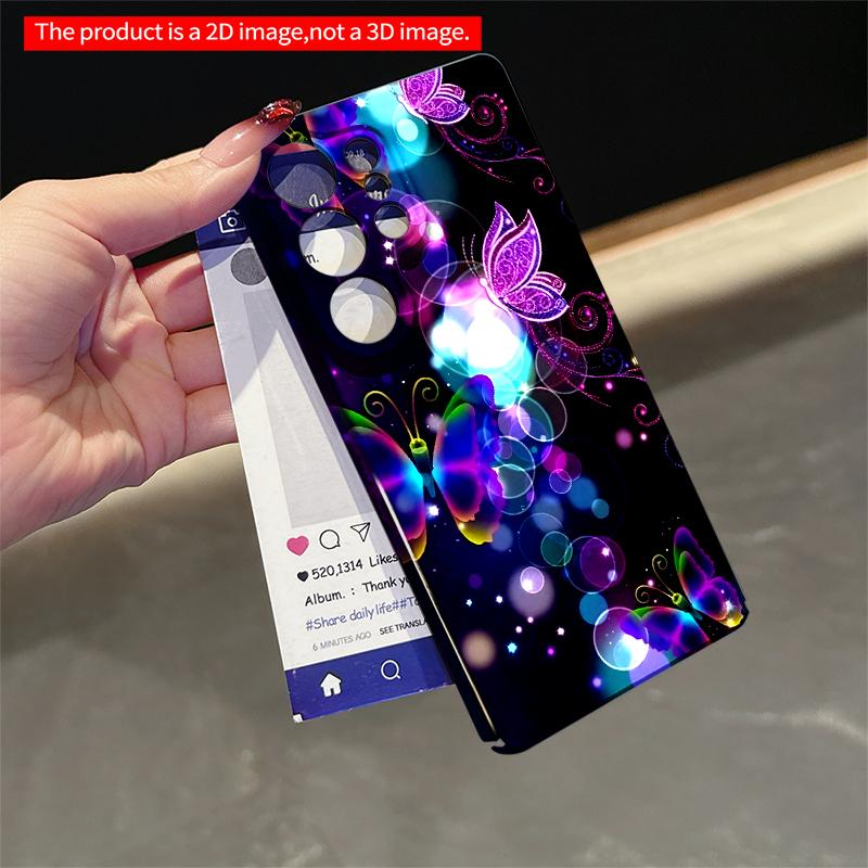 2DFlat Samsung phone case Neon Butterflies & Glowing Bubbles Phone Case Applicable to Galaxy S23 S24 S25ULTRA S26 A12 A14 A15 A16 A54 A55