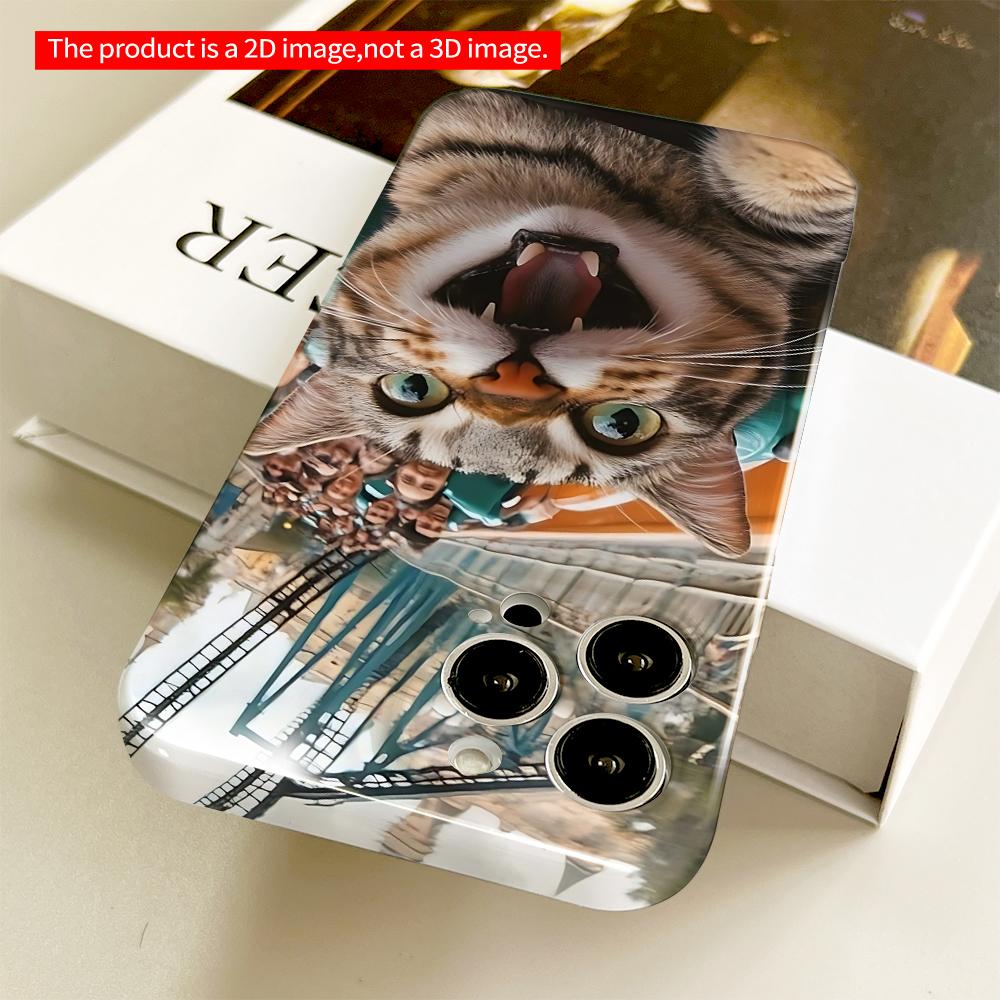 Cat on Roller Coaster Phone Case All inclusive film hard phone case, compatible with iPhone 18 Pro Max 17 16 15 14 13 12 11