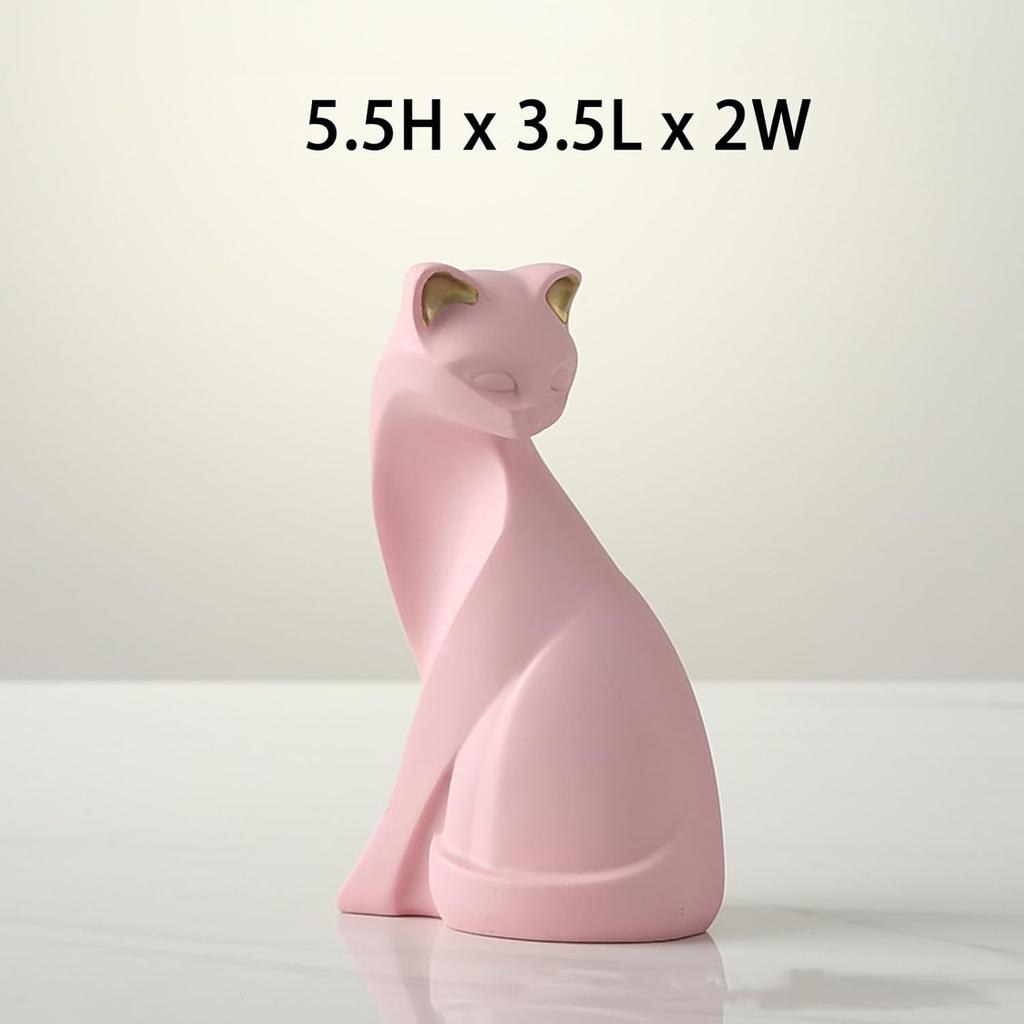 2 шт. Статуэтка розового кота, геометрическая скульптура кота, художественная статуэтка животного, современные украшения для дома, статуэтка животного, скульптура из смолы для домашнего офиса, подарок