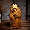 Chinese-style Landlord Decorations Living Room God of Wealth Sculpture Imitation Wood Carving Coffee Table Decorations Desktop Decorations