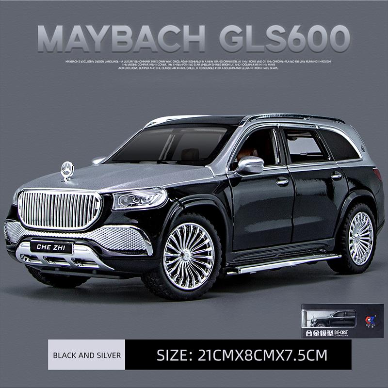 1/24 Scale Maybach GLS-Class GLS600 Diecast Car Model Toy, Pull Back Toy Vehicle with Sound and Light for Kids Toddler Boys Girls Gift Collection