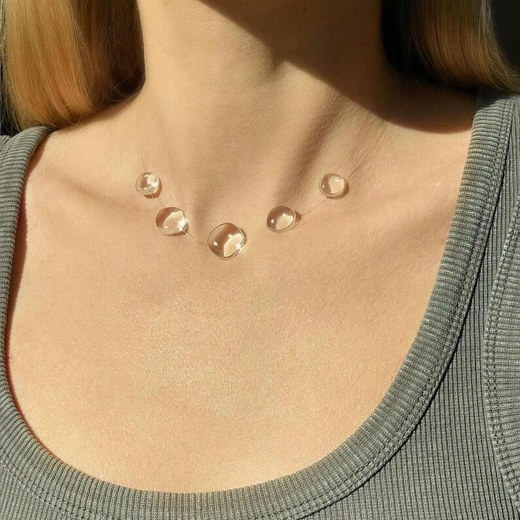 Ins Симуляция Капли Воды Прозрачная Роса Серия Ожерелий Ручной работы Клеевые Капли Модные Украшения Женские Нишевые Подарки Друзьям