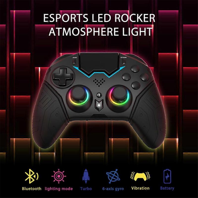 NE Controller for PS4 PS3 PC iPhone Wireless Bluetooth Gamepad Remote Control Programmable Turbo 6-axis Gyro RGB Joystick