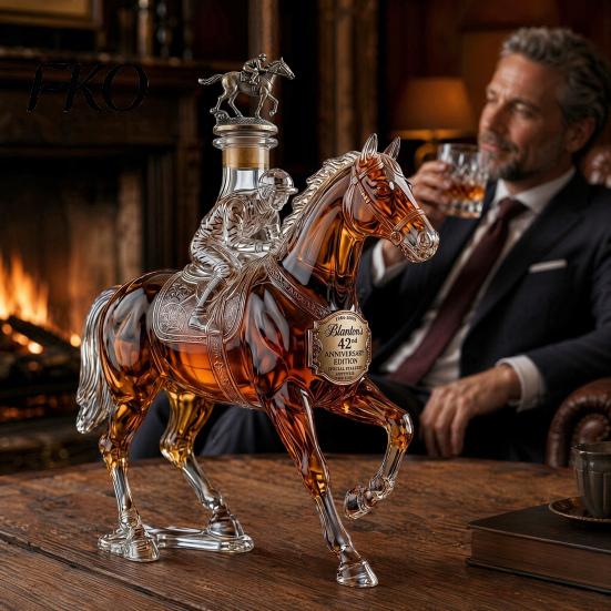 Durable Glass Whiskey Container Decanter, Horse Shape, High Borosilicate Wine Bottle, Gift for Men Preserves Aroma And Flavor Container, Lovers