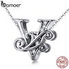 BAMOER Genuine 925 Sterling Silver Letter V Alphabet Beads Charms Fit Charm Bracelets & Bangles DIY
