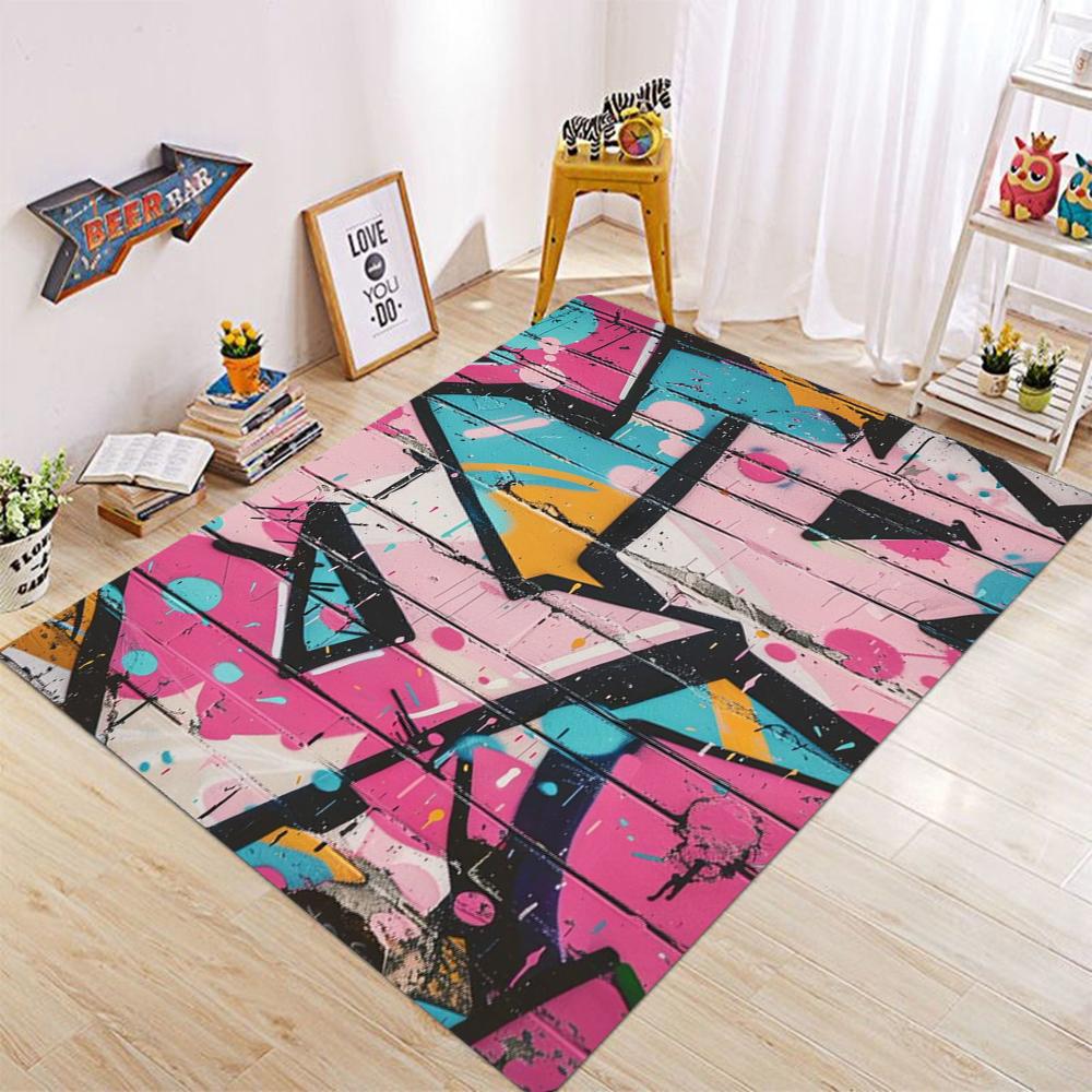 Colorful Graffiti Street Style Floor Mat with Multiple Options for Living Room Kitchen Carpet Anti Slip Modern Decoration Gifts