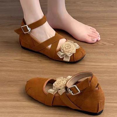 Модные эластичные балетки с перекрестными ремешками, женские туфли-лодочки с пряжкой на ремне, кружевные, с цветочным узором, Мэри Джейн, женские лоферы из флока, для невесты, для танцев, балетки