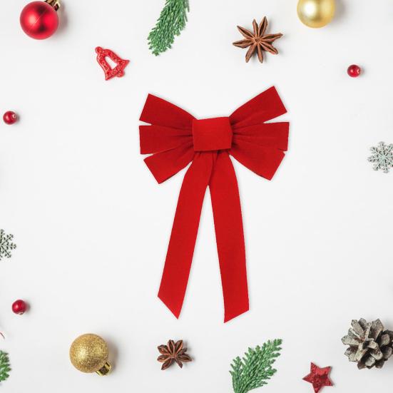 Рождественский красный тканевый бант, большой многоразовый DIY, рождественская елка, подарочная коробка, украшение венок, праздничный бант, товары для вечеринок