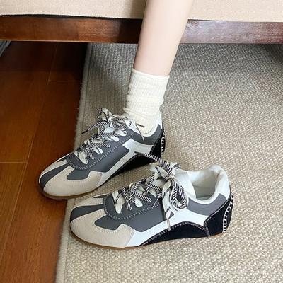 Женская обувь на шнуровке, женские вулканизированные туфли, модная цветовая гамма, новый круглый носок, бестселлер, удобная повседневная обувь