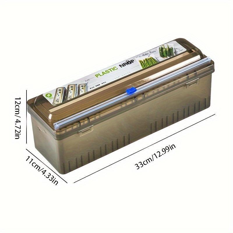 Large Roll Food-Safe Plastic Wrap Dispenser with Slide Cutter, Kitchen Cling Film Cutter Box