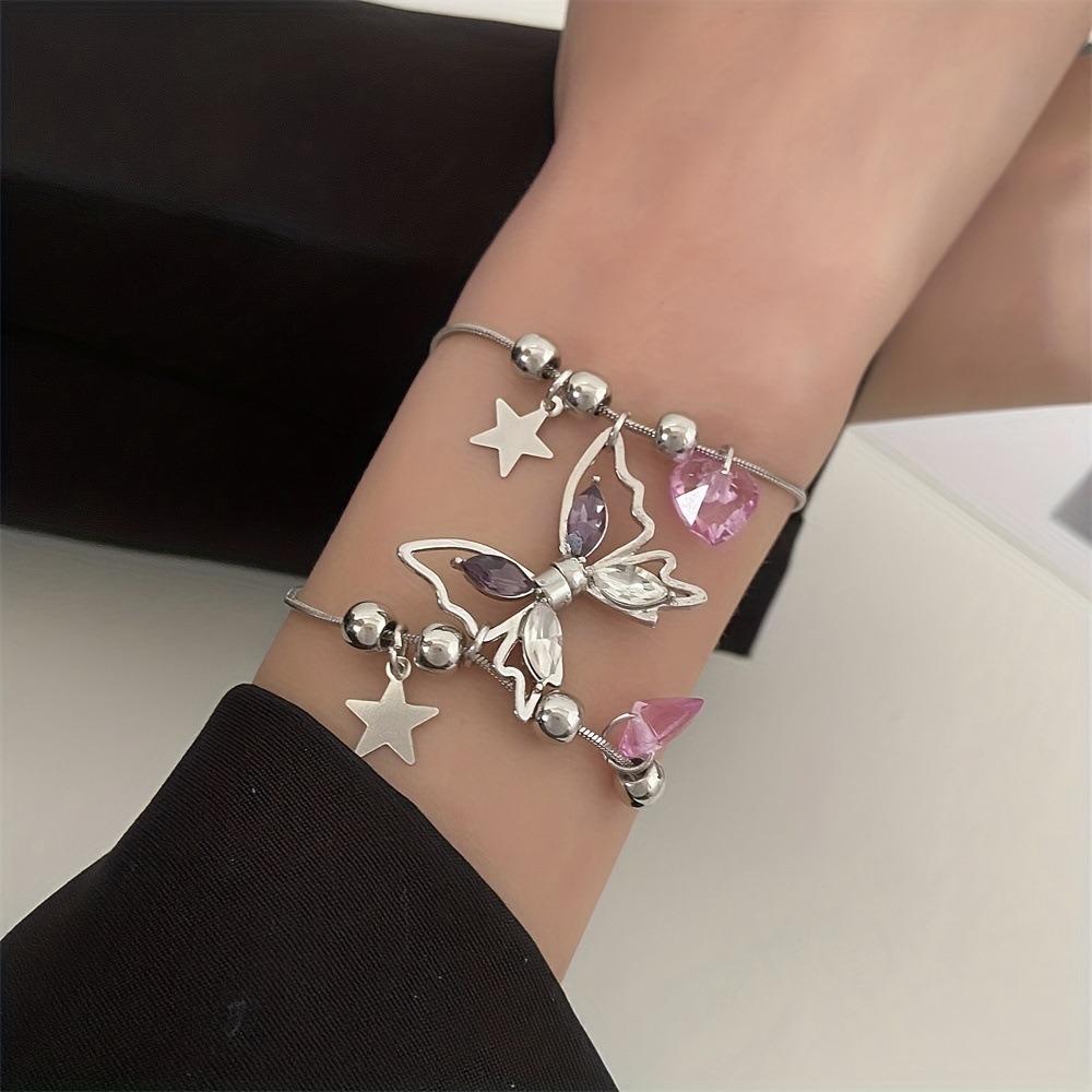 2pcs Set Crystal Butterfly Couple Pendant Necklace for Women Men Charm Magnetic Attraction Splicing Collar Jewelry Friend Gifts