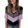 Женские футболки с V-образным вырезом, топы с половиной рукавов, повседневные летние футболки с принтом, футболка, блузка