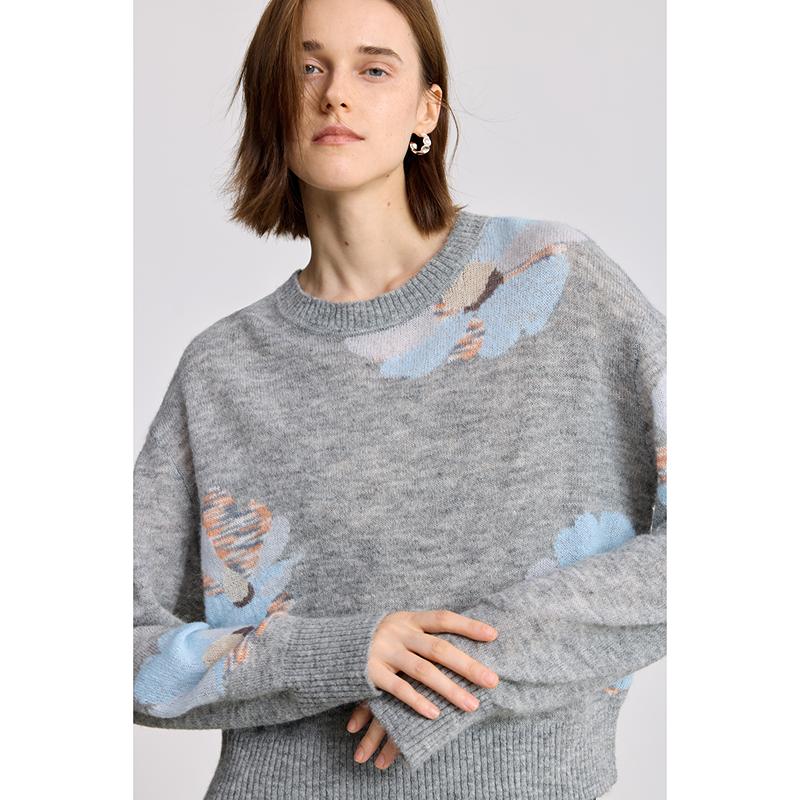 LILY contrasting jacquard pullover knitted sweater for women