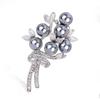 Fashion Diamond-Encrusted Flower Brooch, Simple Temperament Pearl Corsage Women'S Clothing Accessories Pin Jewelry