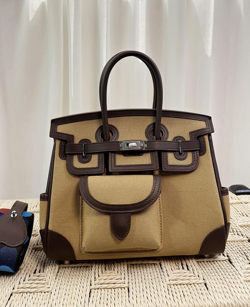 Italian Leather-Trimmed 25cm Cowhide Stitched Ladies' Handbag With Large Capacity Single Compartment And Detachable Shoulder Strap