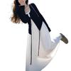 OOTD Весна 2026: Комплект из двух предметов: неровная длинная юбка, кардиган и белое платье-камзол