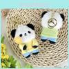 Sunflower Panda Plush Keychain Souvenir With Premium Pp Cotton For Cute Couple Gifts
